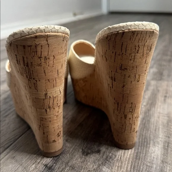 Veronica Beard Dali Snakeskin Platform Cork Sandals 9.5 - Picture 5 of 6